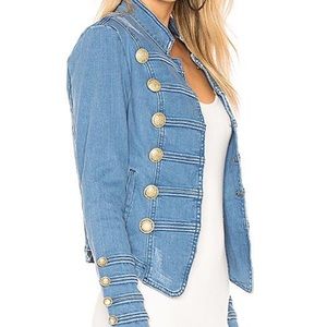 Free People Fitted Military Denim Jacket